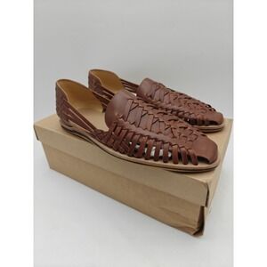 Nisolo Huarache Sandals Mens Size 13 Brown Brandy Leather Slip On Woven Shoes